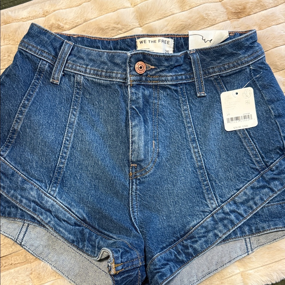 We The Free Blue Denim Jean Shorts